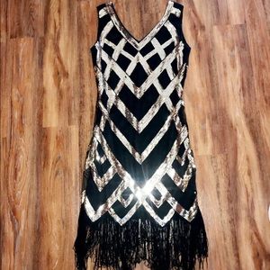 🖤✨black and gold sequin tassel dress✨🖤